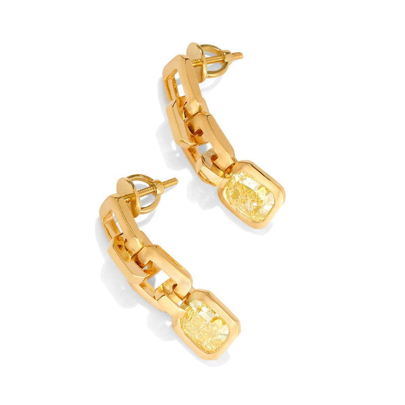 Vault 3.24 Carat Natural Fancy Yellow Diamond Earrings in 18ct Yellow Gold Hardy Brothers 