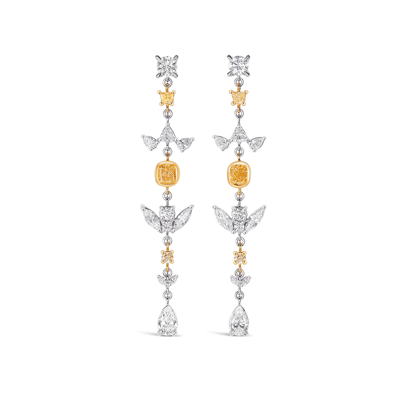 Vault 5.40 Carat Yellow and White Diamond Drop Earrings Hardy Brothers 