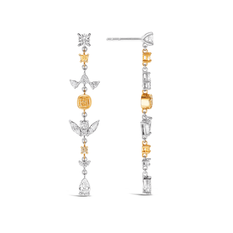 Vault 5.40 Carat Yellow and White Diamond Drop Earrings Hardy Brothers 