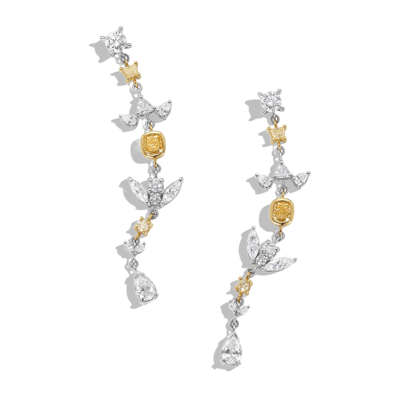 Vault 5.40 Carat Yellow and White Diamond Drop Earrings Hardy Brothers 