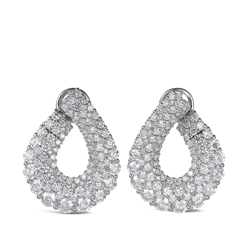 5.52 Carat Croissant Diamond Drop Earrings in 18ct White Gold Hardy Brothers 