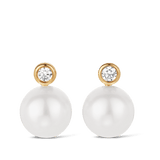 Diamond and Akoya Pearl Stud Earrings in 18ct Yellow Gold Hardy Brothers Jewellers