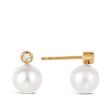 Diamond and Akoya Pearl Stud Earrings in 18ct Yellow Gold Hardy Brothers Jewellers