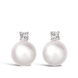 Diamond and Akoya Pearl Stud Earrings in 18ct White Gold Hardy Brothers Jewellers