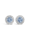 Halo Aquamarine and Diamond Stud Earrings in 18ct White Gold Hardy Brothers 
