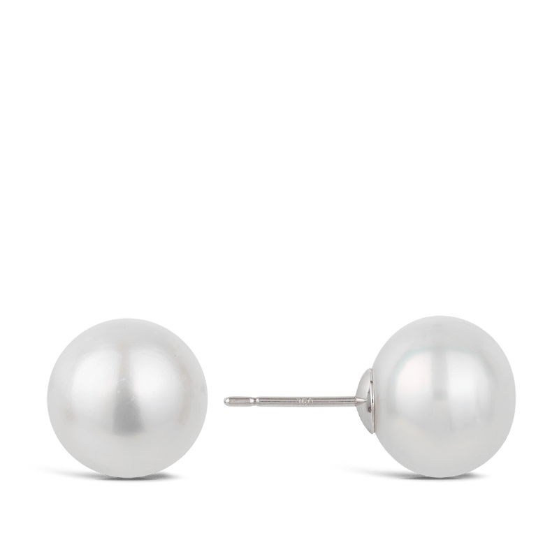 Australian South Sea Pearl Stud Earrings in 18ct White Gold Hardy Brothers Jewellers