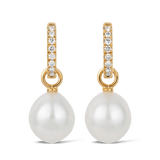 Diamond and Australian South Sea Pearl Earrings in 18ct Yellow Gold Hardy Brothers Jewellers