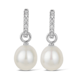 Diamond and Australian South Sea Pearl Earrings in 18ct White Gold