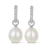 Diamond and Australian South Sea Pearl Earrings in 18ct White Gold Hardy Brothers Jewellers