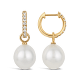 Diamond and Australian South Sea Pearl Earrings in 18ct Yellow Gold Hardy Brothers Jewellers
