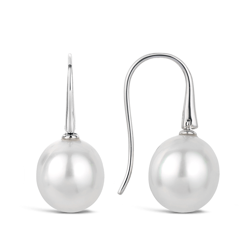 Australian South Sea Pearl Drop Earrings in 18ct White Gold