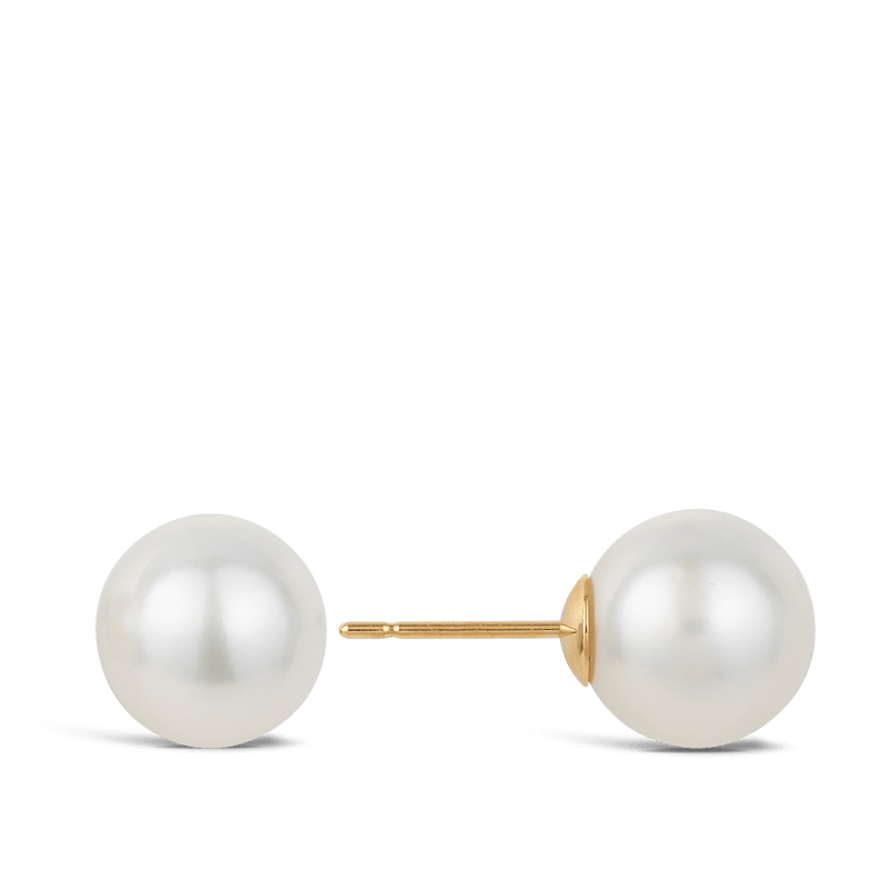 Australian South Sea Pearl Stud Earrings in 18ct Yellow Gold Hardy Brothers Jewellers