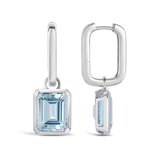 Bezel Set Aquamarine Drop Earrings in 18ct White Gold Hardy Brothers 