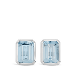 Bezel Set Aquamarine Stud Earrings in 18ct White Gold Hardy Brothers 