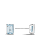 Bezel Set Aquamarine Stud Earrings in 18ct White Gold Hardy Brothers 