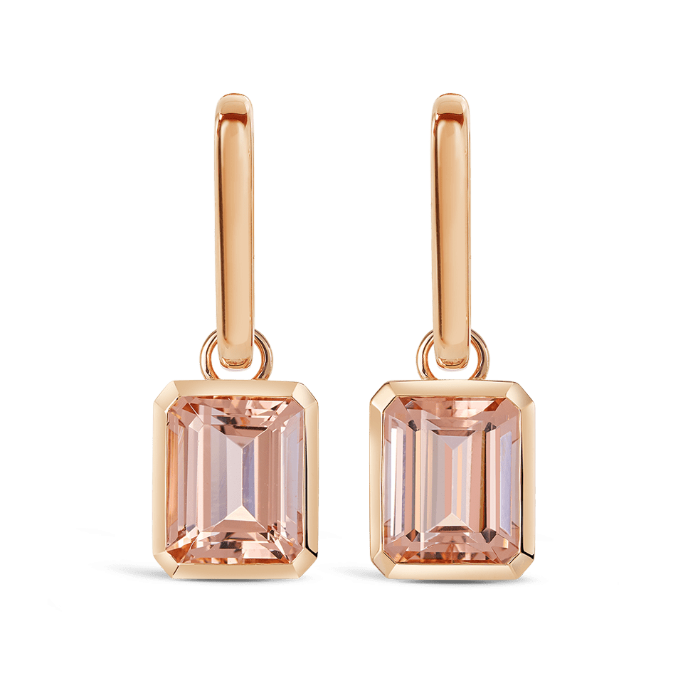 Bezel Set Morganite Drop Earrings in 18ct Rose Gold Hardy Brothers 