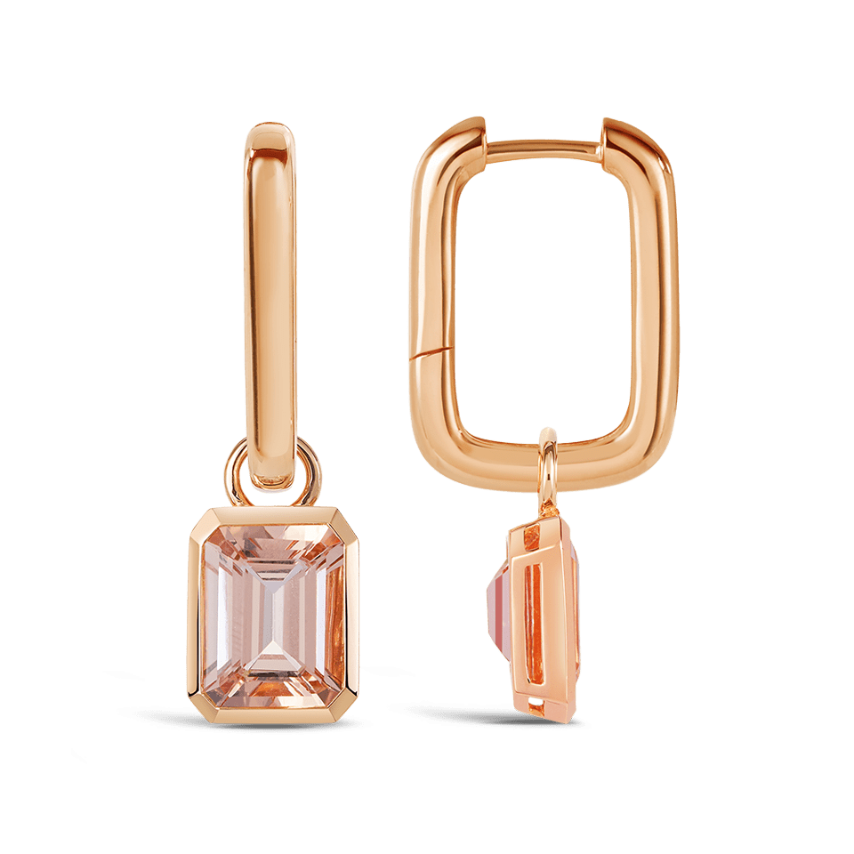 Bezel Set Morganite Drop Earrings in 18ct Rose Gold Hardy Brothers 
