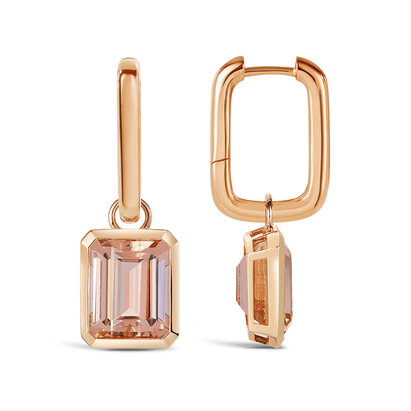 Bezel Set Morganite Drop Earrings in 18ct Rose Gold Hardy Brothers 