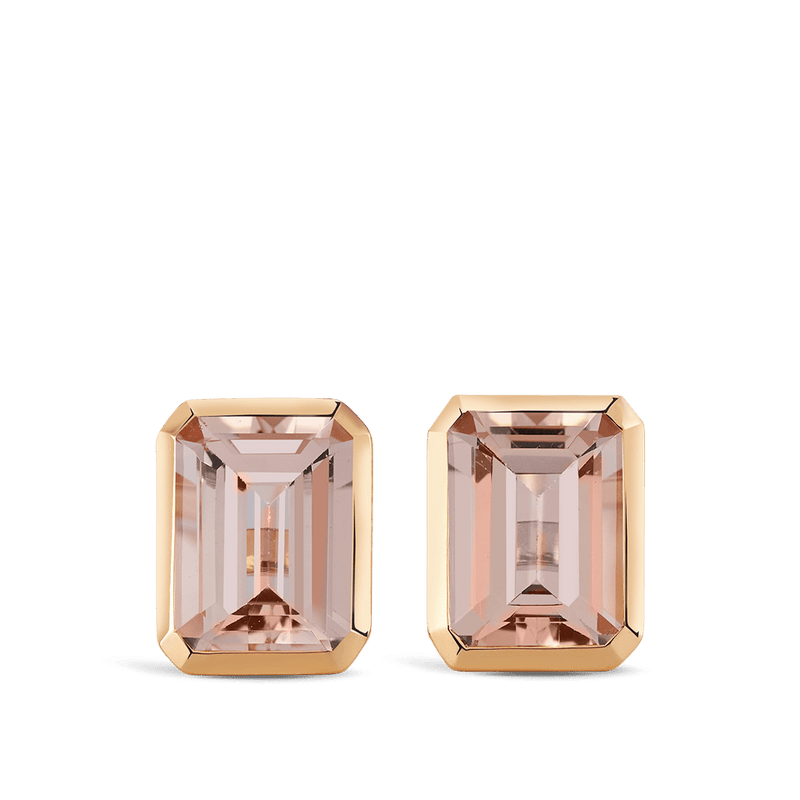 Bezel Set Morganite Stud Earrings in 18ct Rose Gold Hardy Brothers 