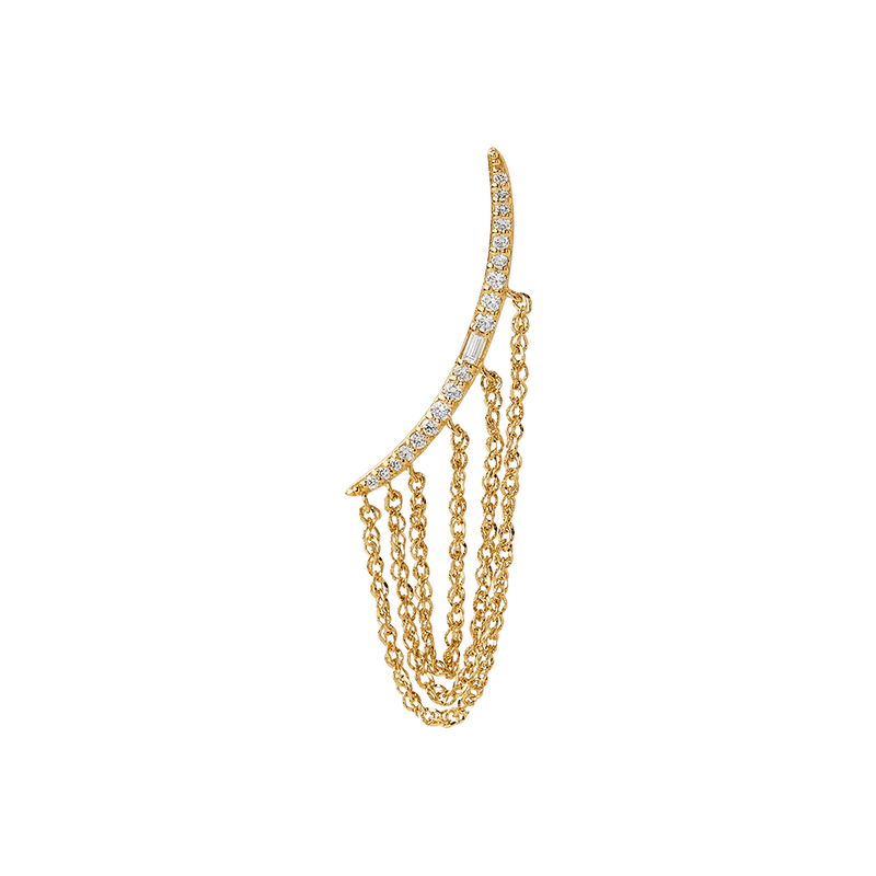 Crescent Diamond Climber Earring in 14ct Yellow Gold Hardy Brothers Jewellers