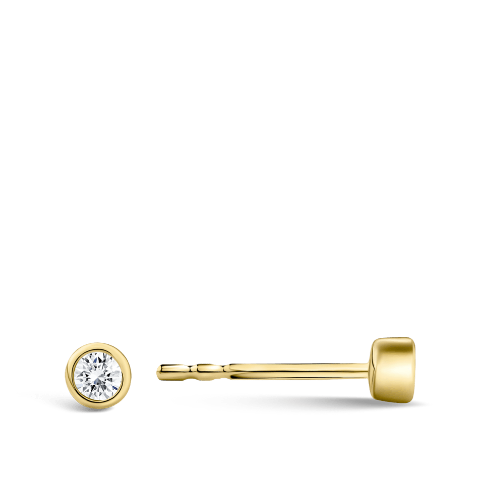 Ear Party Bezel Set 0.10ct Diamond Stud Earrings in 18ct Yellow Gold Hardy Brothers 