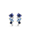 Ear Party Tanzanite Topaz Sapphire and Diamond Cluster Stud Earrings