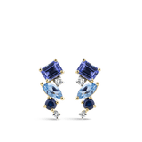 Ear Party Tanzanite Topaz Sapphire and Diamond Cluster Stud Earrings