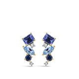 Ear Party Tanzanite Topaz Sapphire and Diamond Cluster Stud Earrings
