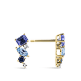 Ear Party Tanzanite Topaz Sapphire and Diamond Cluster Stud Earrings