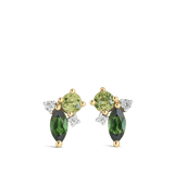 Ear Party Tourmaline Peridot and Diamond Cluster Stud Earrings Hardy Brothers 