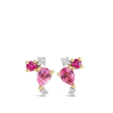 Ear Party Tourmaline Ruby and Diamond Cluster Stud Earrings Hardy Brothers 