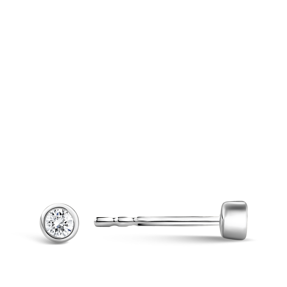 Ear Party Bezel Set 0.10ct Diamond Stud Earrings in 18ct White Gold Hardy Brothers 