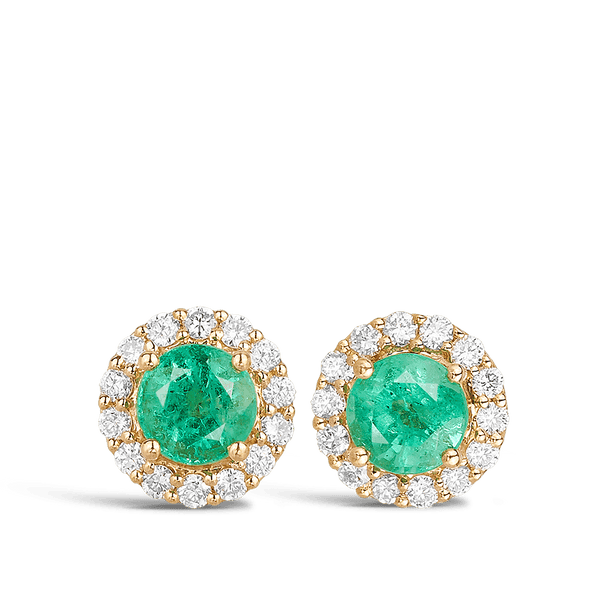 Emerald and Diamond Halo Earrings Hardy Brothers Jewellers