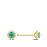 Emerald and Diamond Halo Earrings Hardy Brothers Jewellers