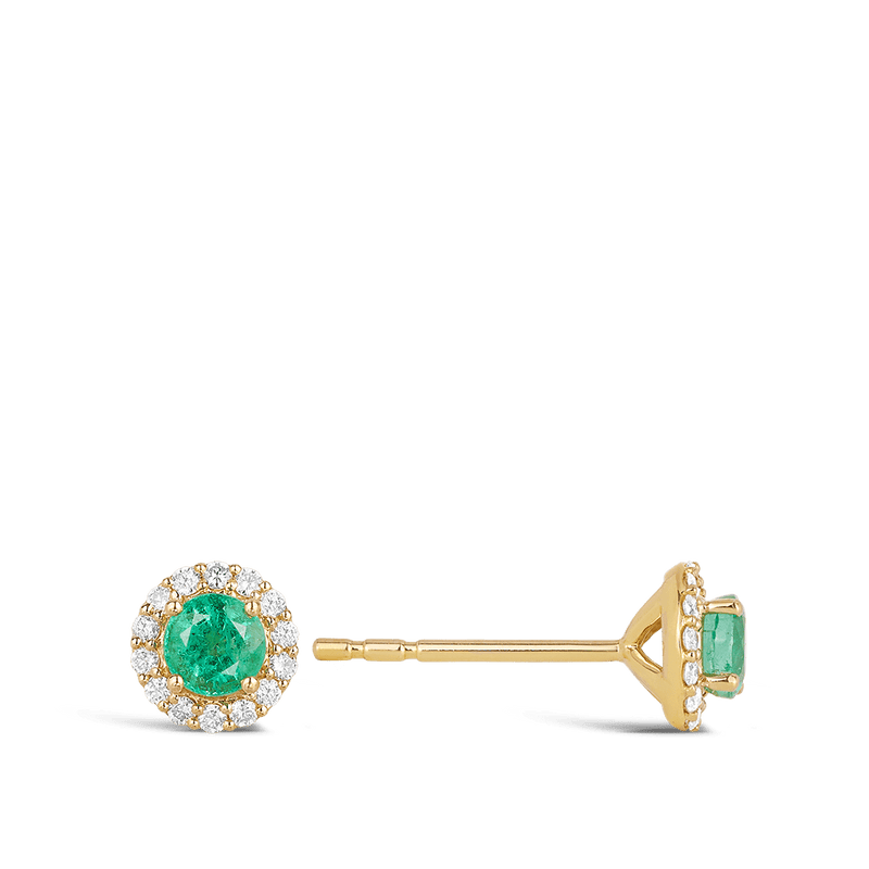 Emerald and Diamond Halo Earrings Hardy Brothers Jewellers