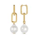 Paperclip Baroque South Sea Pearl Drop Earrings in 18ct Yellow Gold Hardy Brothers Jewellers