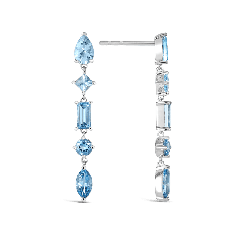 Aquamarine Drop Earrings in 18ct White Gold