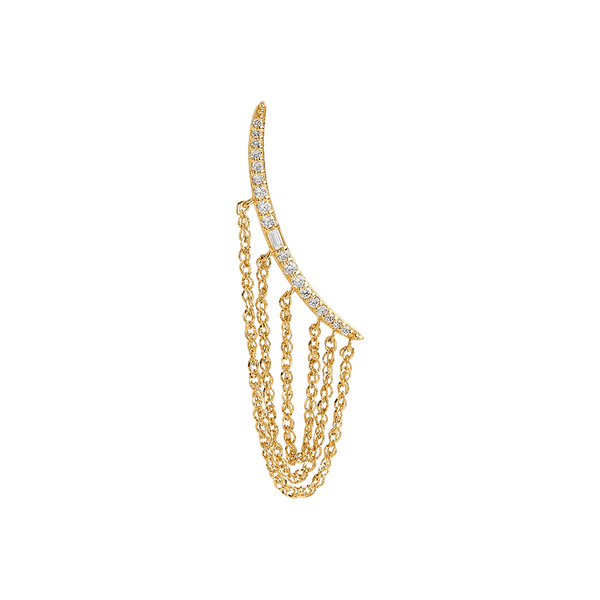 Crescent Diamond Climber Earring in 14ct Yellow Gold Hardy Brothers Jewellers