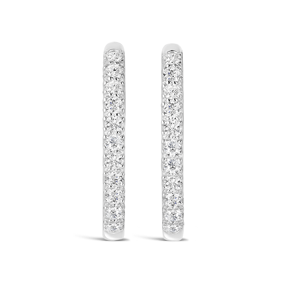 Quintessential 0.33 Carat Oval Diamond Hoop Earrings in 18ct White Gold Hardy Brothers 