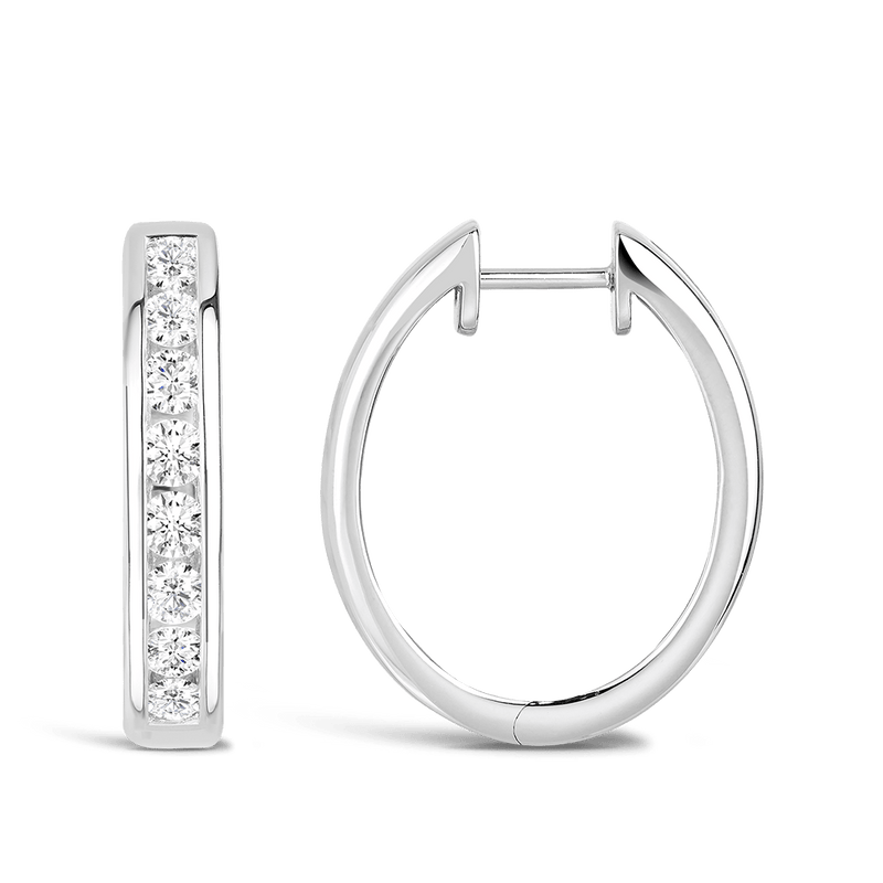 Quintessential 1.00 Carat Oval Diamond Hoop Earrings in 18ct White Gold  Hardy Brothers 