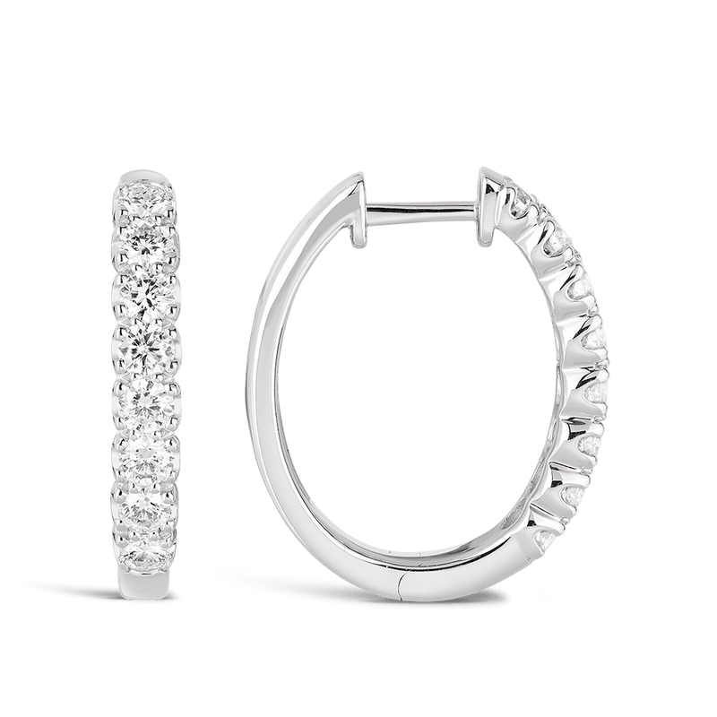 Quintessential 1.04 Carat Oval Diamond Hoop Earrings in 18ct White Gold Hardy Brothers 