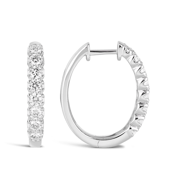 Quintessential 1.04 Carat Oval Diamond Hoop Earrings in 18ct White