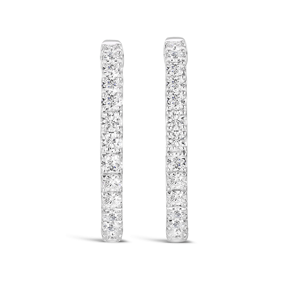 Quintessential 1.24 Carat Diamond Hoop Earrings in 18ct White Gold Hardy Brothers 