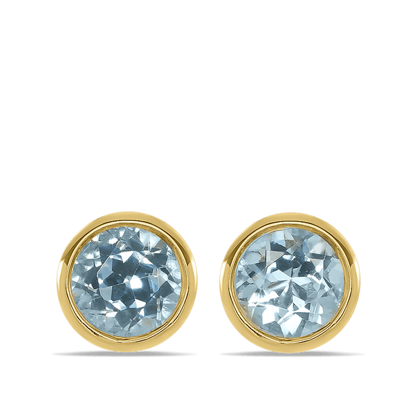 Quintessential Colour Aquamarine Earrings in 18ct Yellow Gold Hardy Brothers 