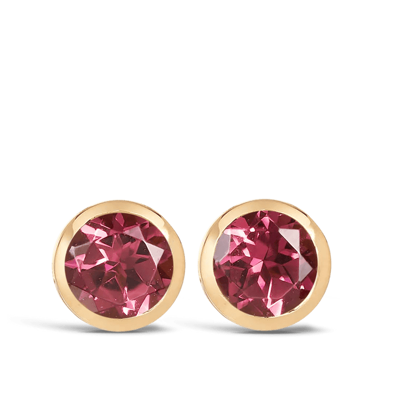 Quintessential Colour Pink Tourmaline Earrings in 18ct Yellow Gold Hardy Brothers 