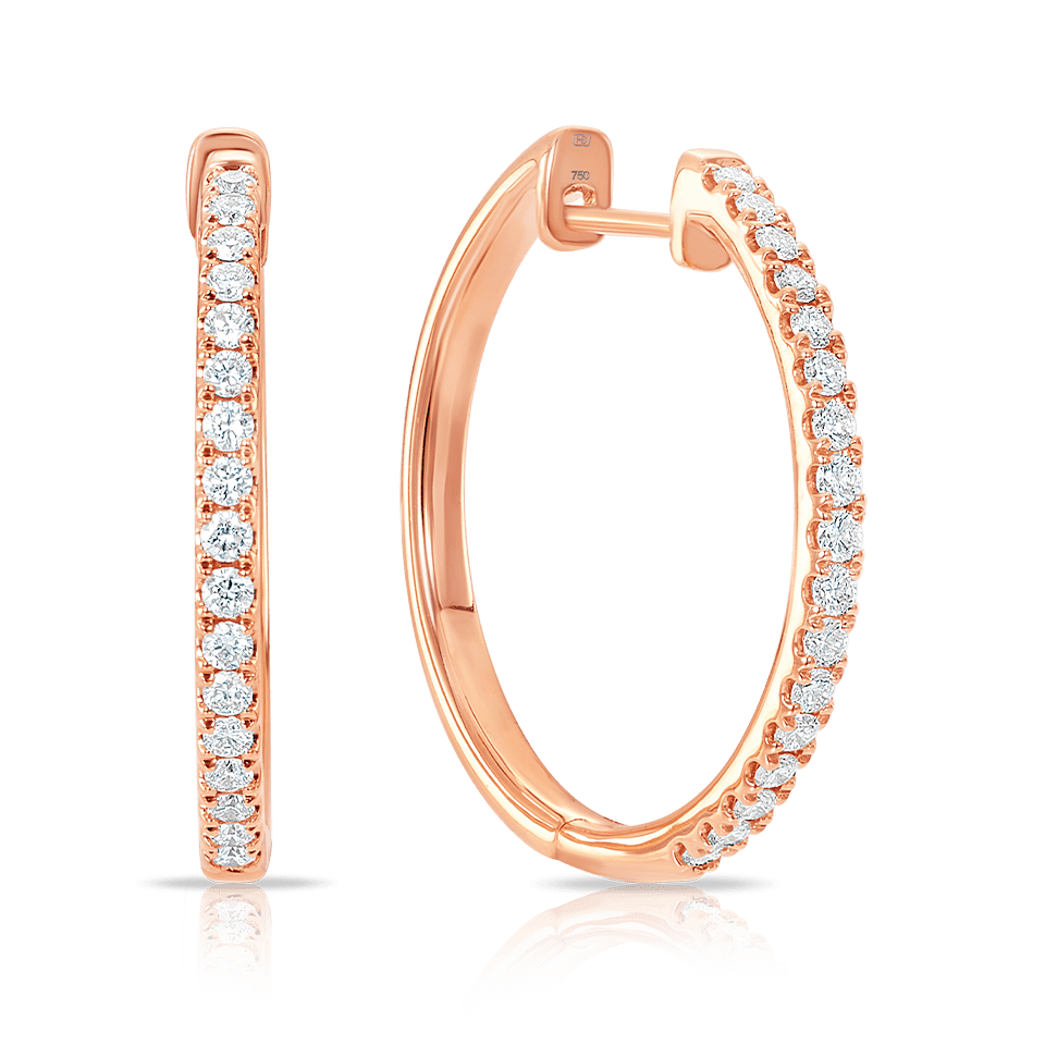 Quintessential 0.50 Carat Diamond Hoop Earrings in 18ct Rose Gold Hardy Brothers 