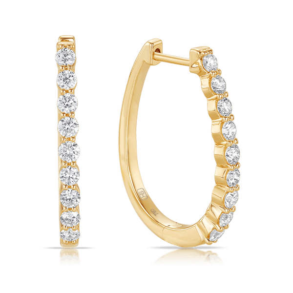 Quintessential 1.00 Carat Oval Diamond Hoop Earrings in 18ct Yellow Gold Hardy Brothers 