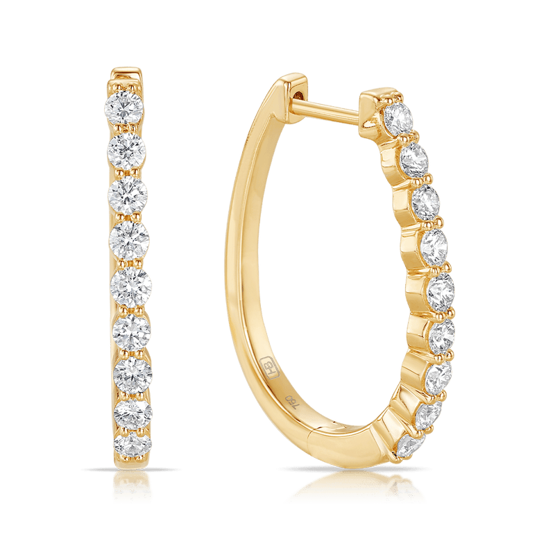 Quintessential 1.00 Carat Oval Diamond Hoop Earrings in 18ct