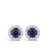 Halo Sapphire and Diamond Earrings in 18ct White Gold Hardy Brothers 