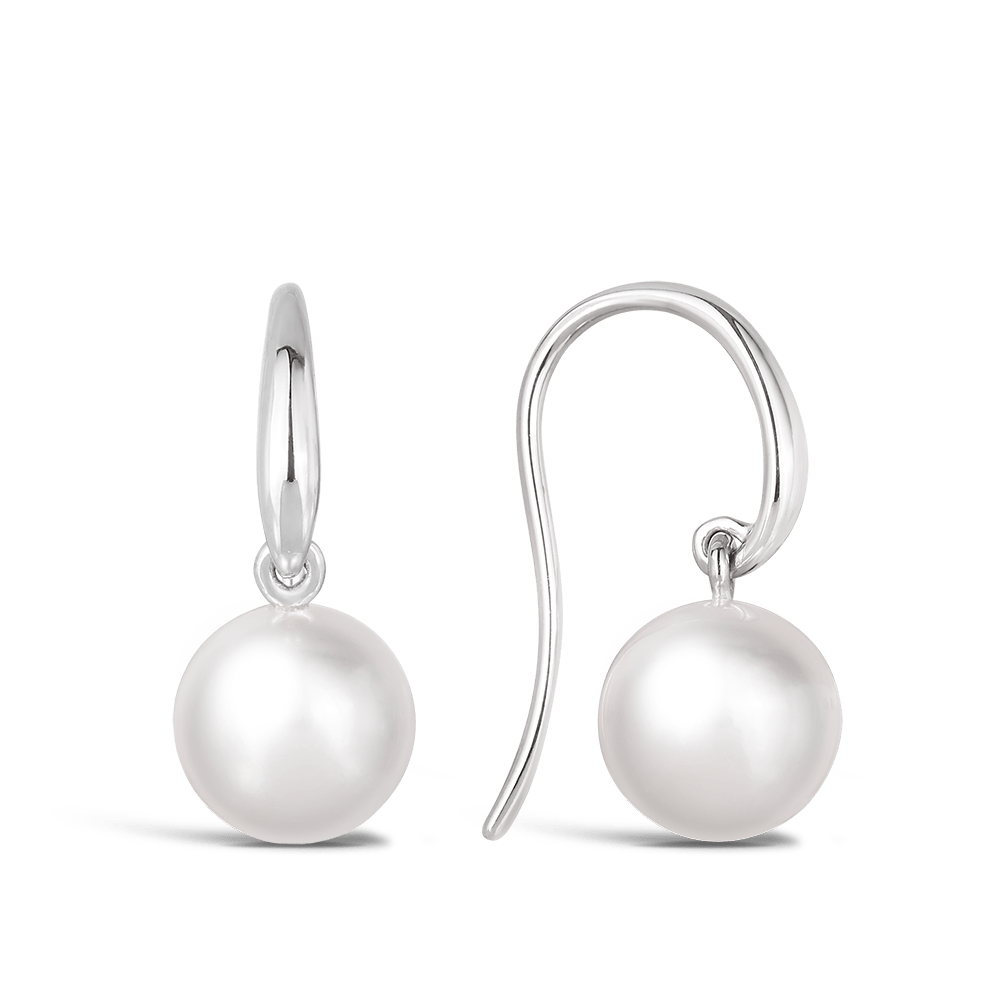 Shepherd Hook Akoya Pearl Earrings in 18ct White Gold Hardy